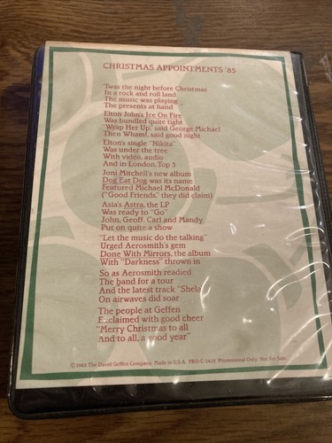 Geffen Christmas Appointments '85 RARE 4 Cassette set, Elton Asia Aerosmith Joni - Picture 4 of 7