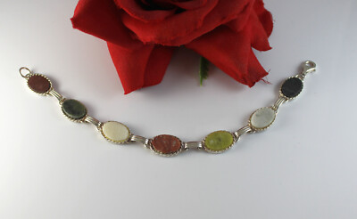 Sterling Silver Assorted Gemstone  Bracelet 21.53g CAT RESCUE