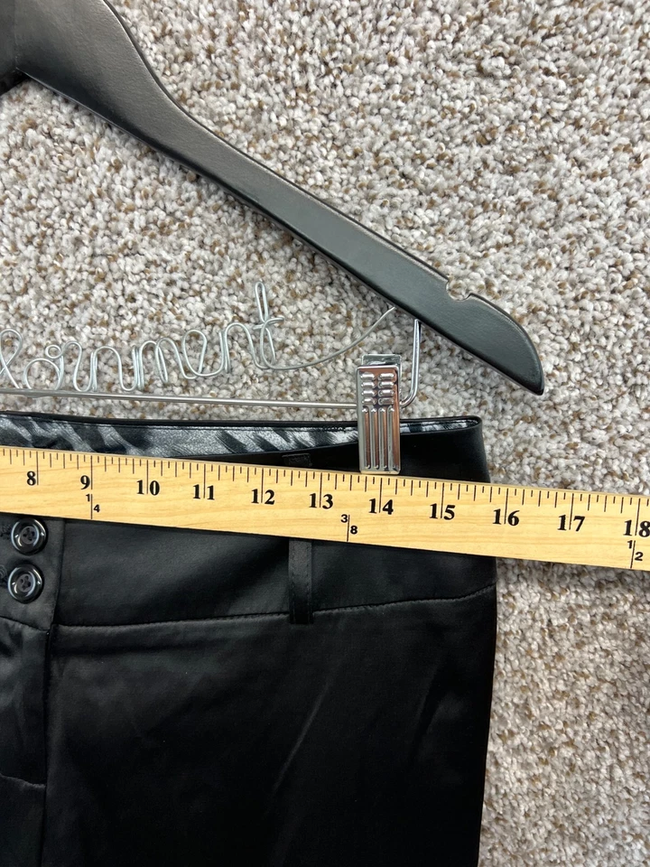 Pantalones de vestir Twenty-One negros satinados vacaciones pierna recta abertura para mujer talla M Foto 4 de 4