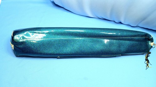 Vintage Twirl Glitter Sparkle Blue Green Teal Baton Carrying Case Bag Tote Cue - Picture 2 of 5