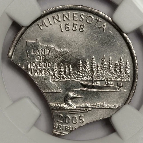 2005 D NGC MS66 Large Double Curved Clips Minnesota Quarter Mint Error Very Rare