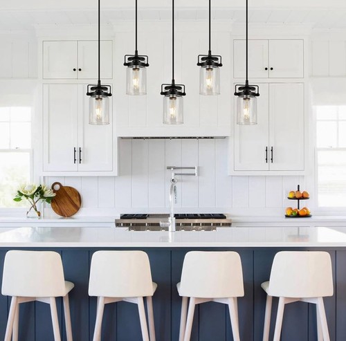 5-Light Hanging Linear Chandeliers with Clear Glass Shade Farmhouse - Bild 4 von 8