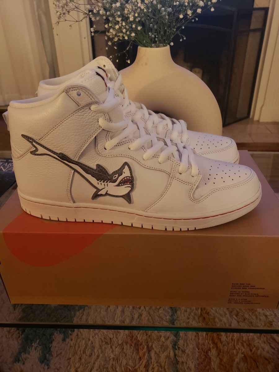 Size 13 - Oski x Nike Dunk SB High Great White Shark for sale