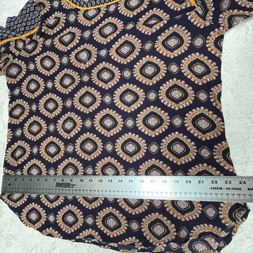 Joan Vass Womens Mixed Medallion Print Blouse Shirt Top Size XL Blue Long Sleeve - Picture 8 of 9