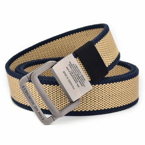 Herren Nylon Gurtband Gürtel Doppelschlaufe Schnalle Canvas Hose Jeans Gürtel UK Lager - Bild 7 von 19