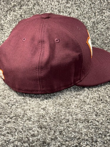 Virginia Tech Hat Cap Fitted Size 8 Red New Era 59fifty Hokies 100% Wool - Picture 7 of 9