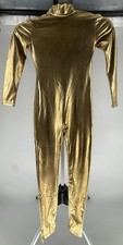 Kepblom Solid Metallic Gold Dance Costume Pantsuit Bodysuit Costume Youth Medium