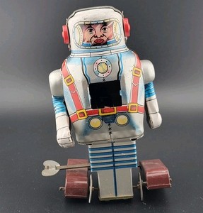 Japan Wind Up Sparking Astronaut Mighty Robot Nomura 1970s Tin Litho