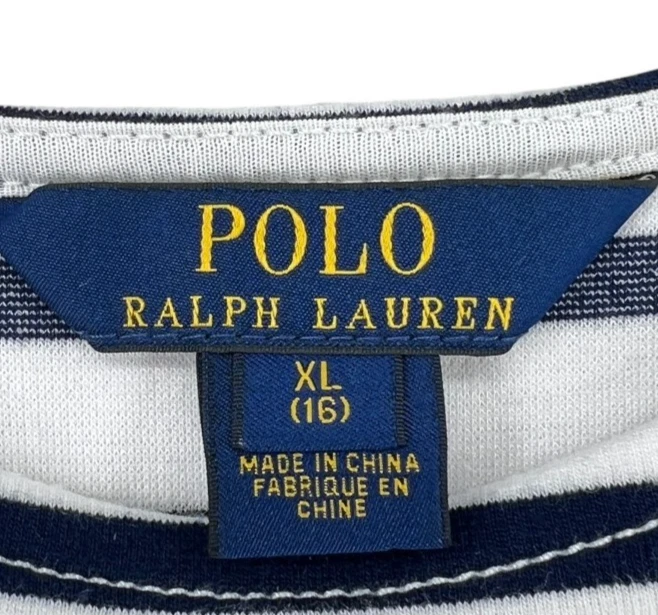 Vestido Ralph Lauren Niños Niñas Cuello Redondo Rayas Talla 16 años XL Foto 4 de 4