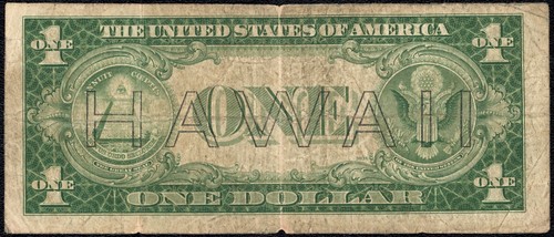 1935 A $1 One Dollar Hawaii Overprint Emergency Issue Note Fr#2300 - Picture 2 of 3