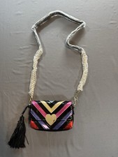 Victoria  s Secret Metallic Chevron Heart Crossbody Bag Tassel NWOT