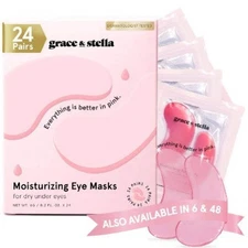 Grace & Stella Moisturizing Under Eye Mask Pink 24 Pairs - New