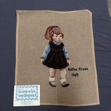 Kathe Kruse 1965 vintage needlepoint partial cotton canvas made Madeira 13.5 x16