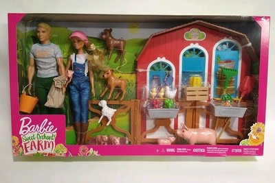BARBIE SWEET ORCHARD FARM PLAYSET BARBIE KEN DOLLS &BARN FENCE