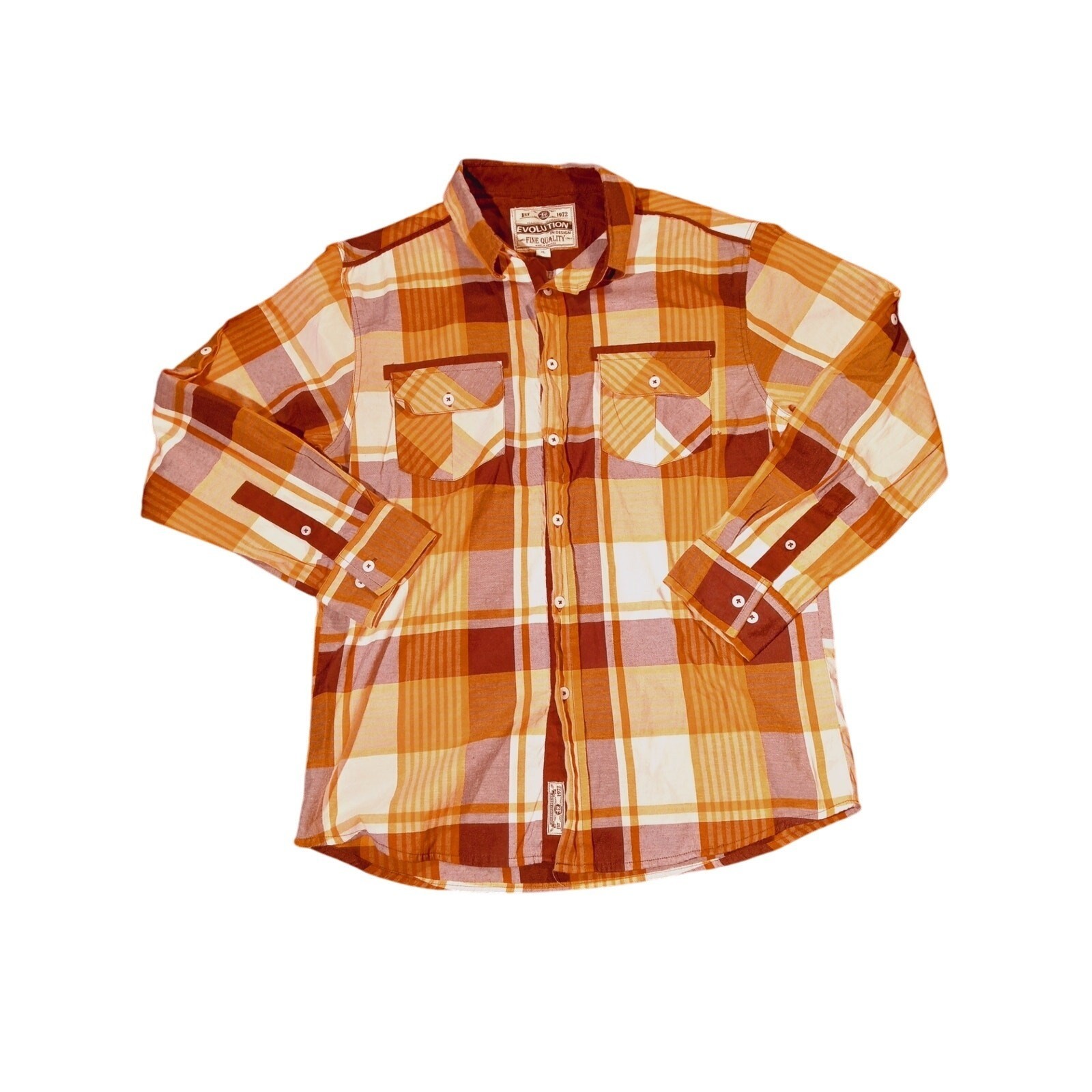 Evolution Design Shirt Button Down Plaid Long Sle… - image 1