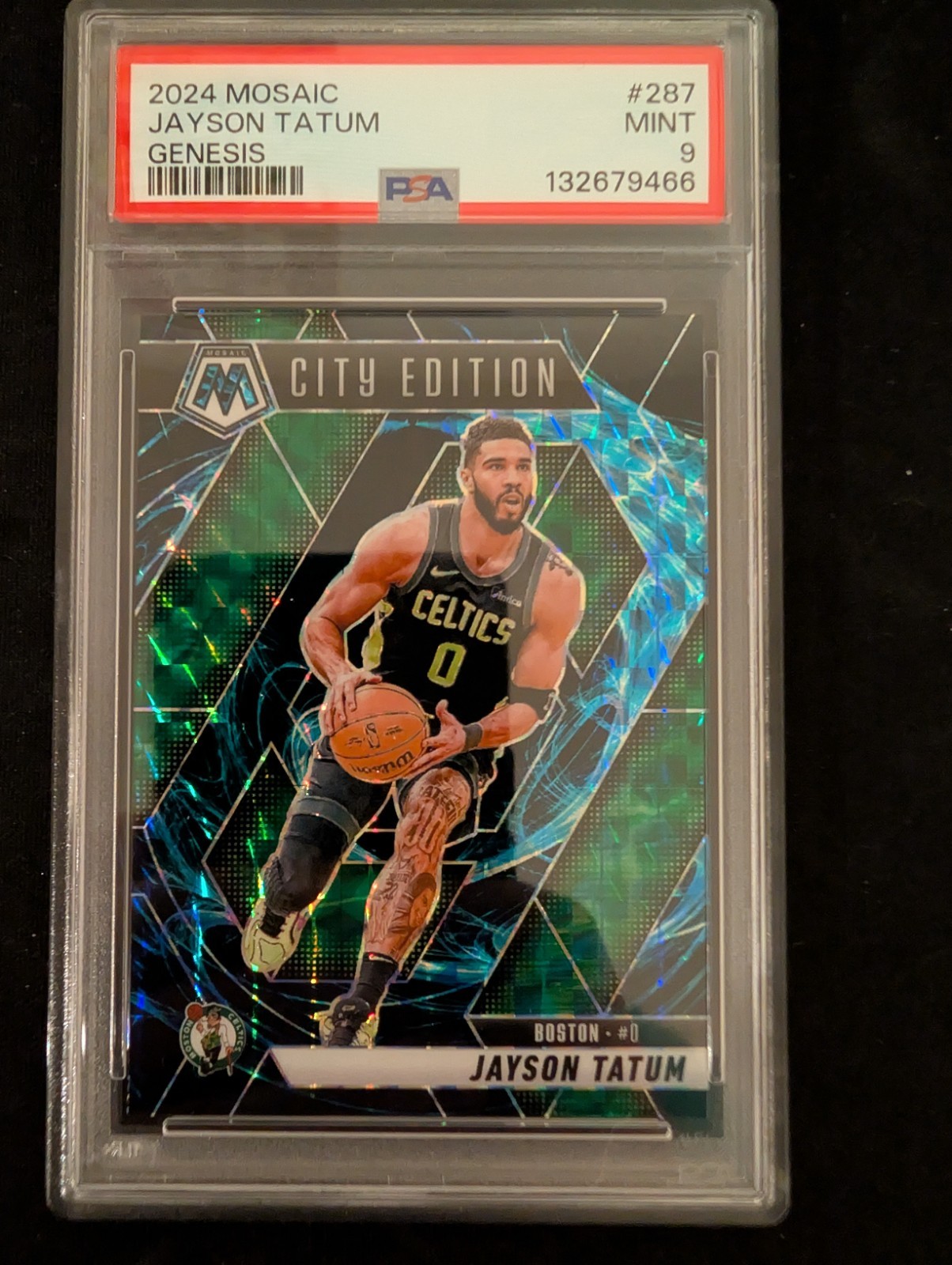 2024-25 Panini Mosaic City Edition Jayson Tatum #287 Genesis Mosaic Prizm PSA 9
