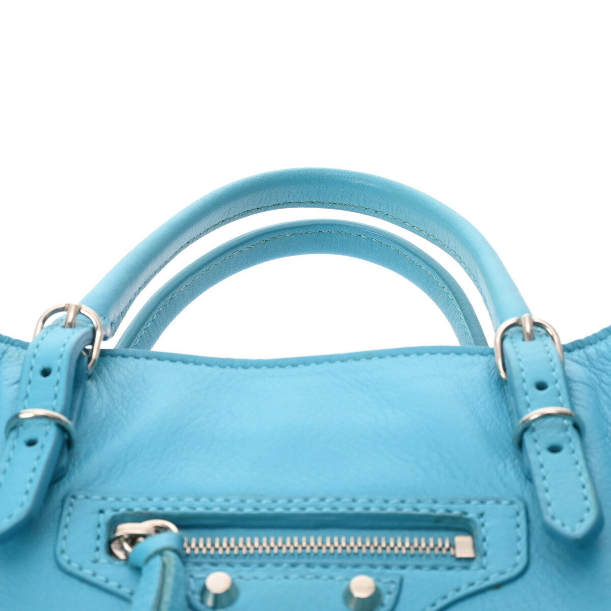 Balenciaga Paper Mini 2Way Handbag Blue Leather 357333 6.7 Balenciaga Paper Mini 2Way Handbag Blue Leather 357333 6.7