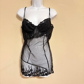 Shirley of Hollywood Vintage Lace Black Chemise Lingerie L