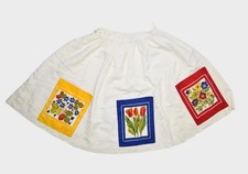 Vintage Circle Skirt Womens 27" White Floral Flare Midi Junior House 60s Pleated