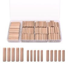 1/4-Inch Wooden Dowel Pins - 200 Pcs 1/4 x 1-1/4 inch Fluted Wood Dowels Rods,Ha