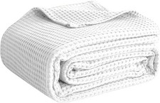 100 Cotton Waffle Weave Blanket Throw 50x60 White Lightweight Summer Blanket PQ