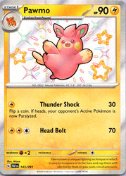 Pawmo 143/091 Paldean Fates Shiny Rare Holo