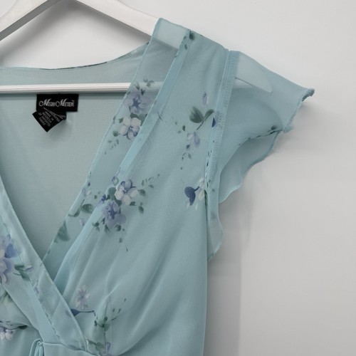 Meghan Matthews Blue Floral Shabby Chic Midi Dress Spring Size 10 Y2k - Picture 4 of 11