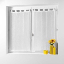 , Paire Droite à Passants 2 x 45 x 160 cm Linahe Blanc, Voile Sablé Fils Chen...