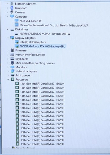 MSI Stealth 14 Studio A13VF Core i7-13620H 2.4GHz 16GB 1TB RTX 4060 14" - Afbeelding 14 van 23