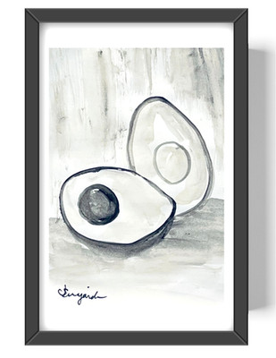 Guajardo Art Avocado Baby Sliced Still Life 9X6 Paper Realism Wall Decor