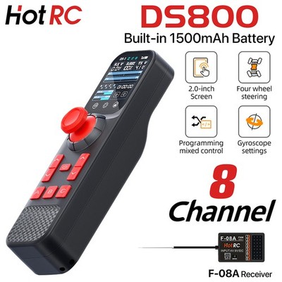 DTSU666-HWスマート電力コントローラー HotRC DS800 Transmitter 8CH Remote Controller w/ F-08A Receiver