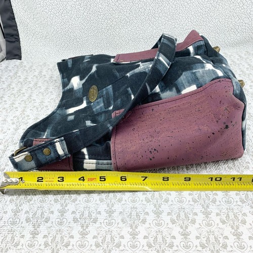 Handmade Dark Navy Watercolor Hobo Bag Mauve Pockets Plentiful Storage BOHO - Picture 16 of 16