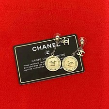 Chanel Coco Mark Coin Earrings Women Gold One Size