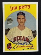 Jim Perry Autograph 2001 Topps Archives Auto Cleveland Indians 1959 Reprint