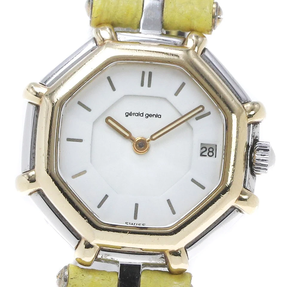 Relojes de pulsera Gerald Genta 2899 711 OAB YG bisel fecha cuarzo damas acero inoxidable YG Foto 3 de 4