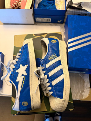 adidas BAPE Superstar Low Top Sneakers Blue/White Lace Up IG8949 Men s