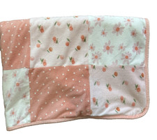 Modern Moments Gerber Baby Blanket Patchwork Flowers Peach White Dots Thick