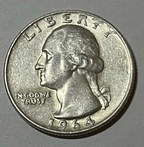 1964 Washington Quarter 90% Silver Coin EF Condition