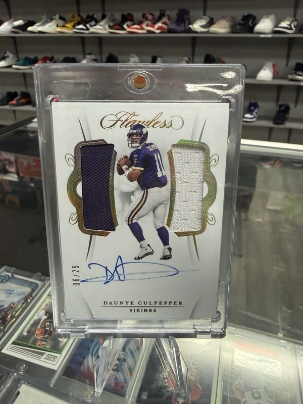 Daunte Culpepper 2020 Panini Flawless Dual Patch Auto On Card 06/25 DPA-DCU