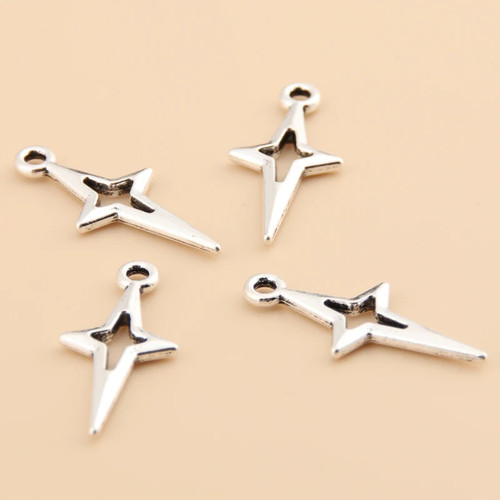 100pcs Silver Color 23x10.5mm Star Charm Shooting Stars Pendant Fit DIY Handmade - Picture 17 of 23