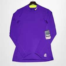 NEW Nike Pro Combat Mens Small Fitted Hyperwarm Dri-Fit Long Sleeve Shirt Purple