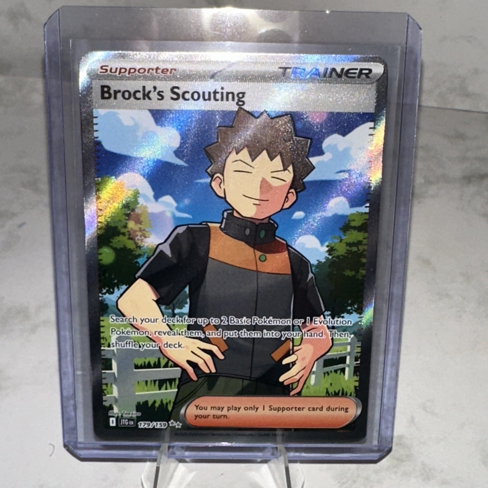 Pokémon TCG Brock's Scouting 179/159 Journey Together Ultra Rare Holo Card