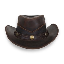 Stellman Brown Genuine Leather Western Hat for Men and Women Cowboy Hat