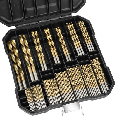 99 Pc Titanium Drill Bit Set Metric HSS 4241 Twist Bits 1.5-10mm