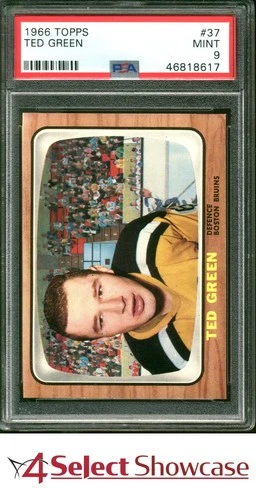 1966 TOPPS #37 TED GREEN BRUINS POP 2 PSA 9 SET BREAK