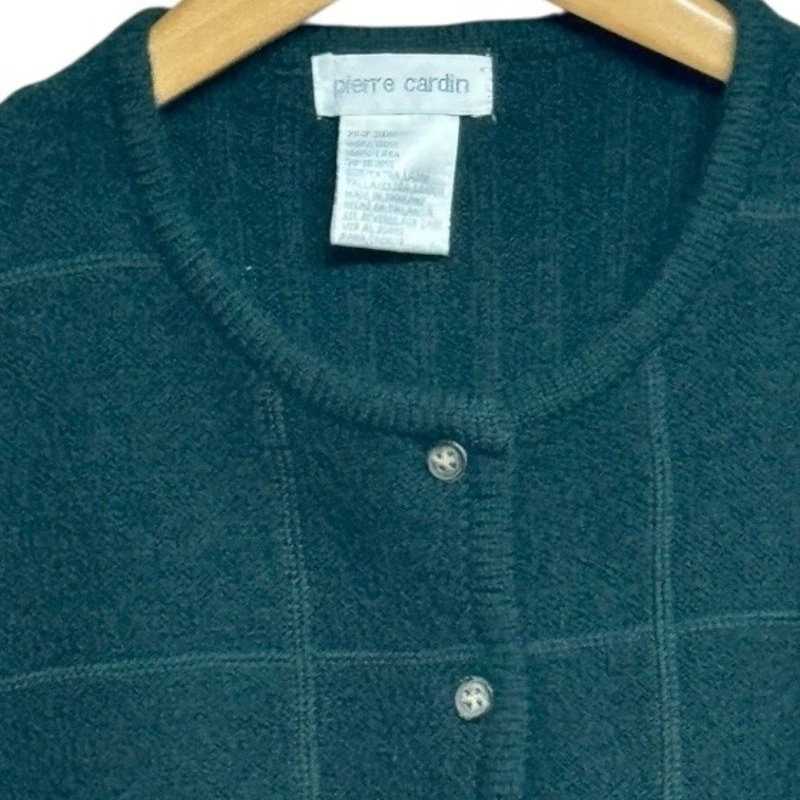 Vintage Pierre Cardin Green Wool Button Up Sweater Vest Size X-Large  - Image 3 of 4