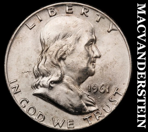 1961-D Silver Franklin Half Dollar - Ch Gem Brilliant Unc++++  Lustrous  #G8218