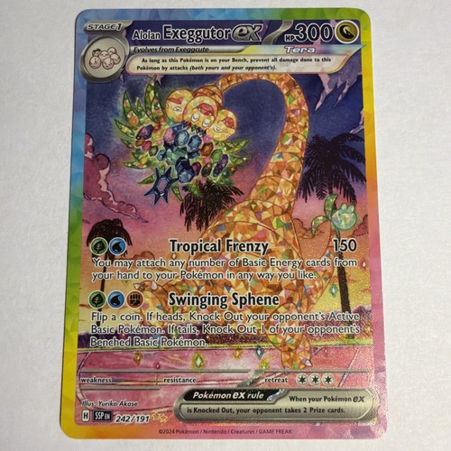 Pokemon TCG: Alolan Exeggutor ex 242/191 Sv08 Surging Sparks Holo Full Art NM