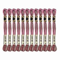 12 SträNge Stickgarn, Polyester StickfäDen FüR Pink Rot Weiß