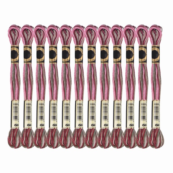 12 SträNge Stickgarn, Polyester StickfäDen FüR Pink Rot Weiß-image